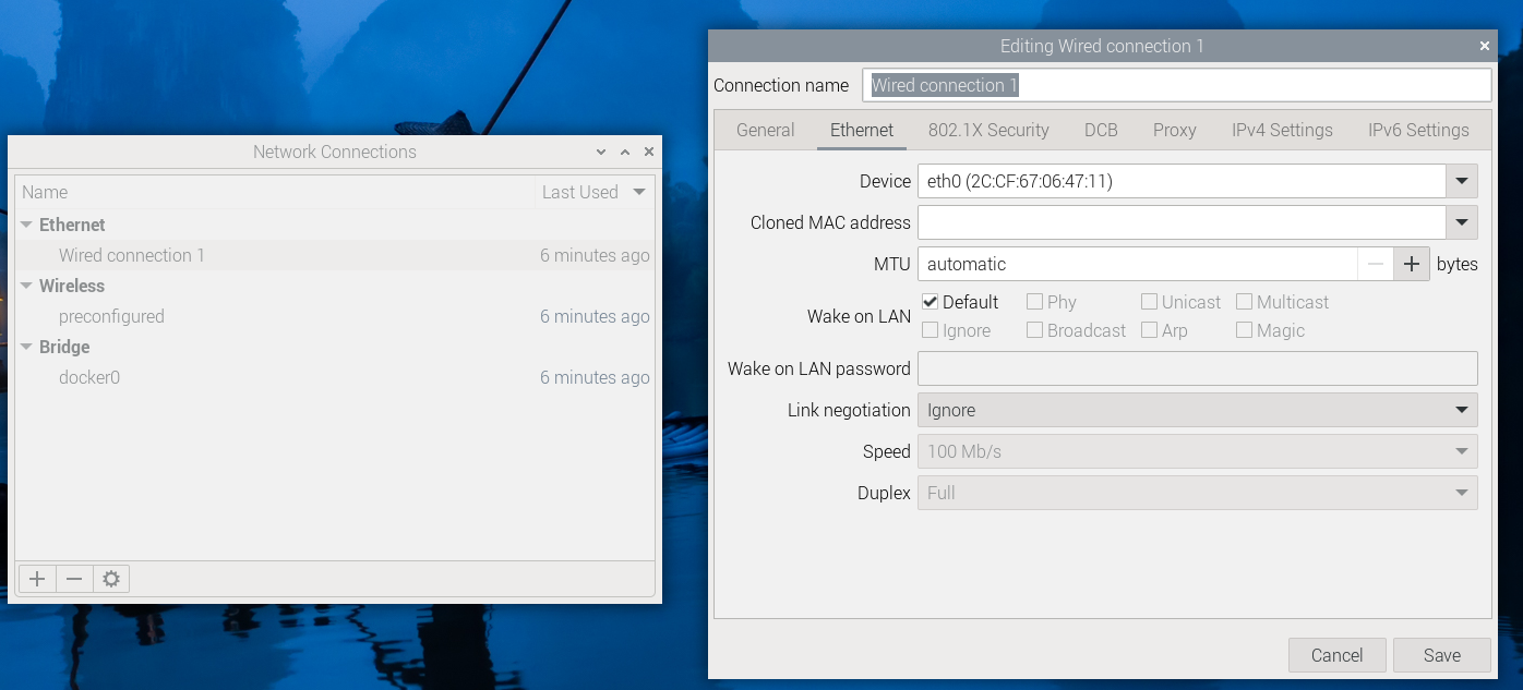Open wired connection