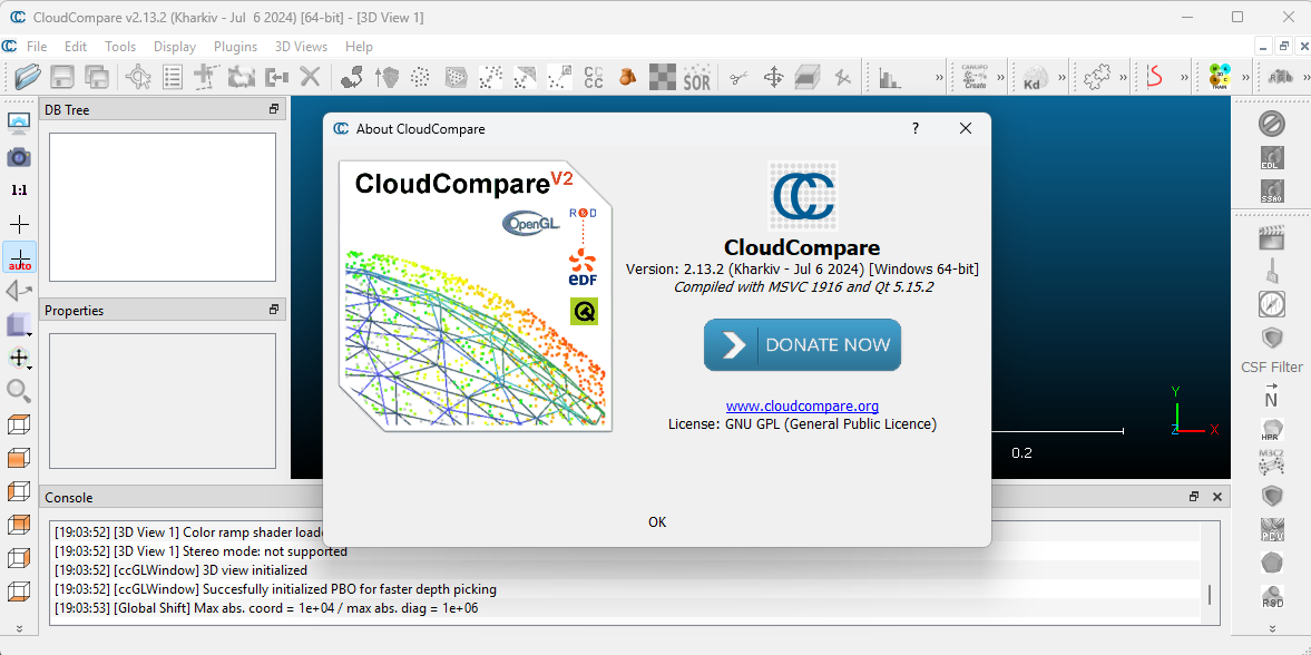 CloudCompare software interface