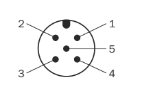 5-pin PWR connector face with numbered pins