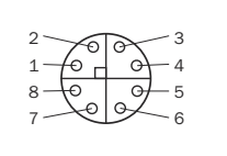 Ethernet connector face with numbered pins