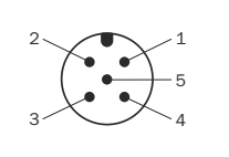 5-pin PWR connector face with numbered pins