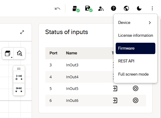 Firmware update in the Web GUI