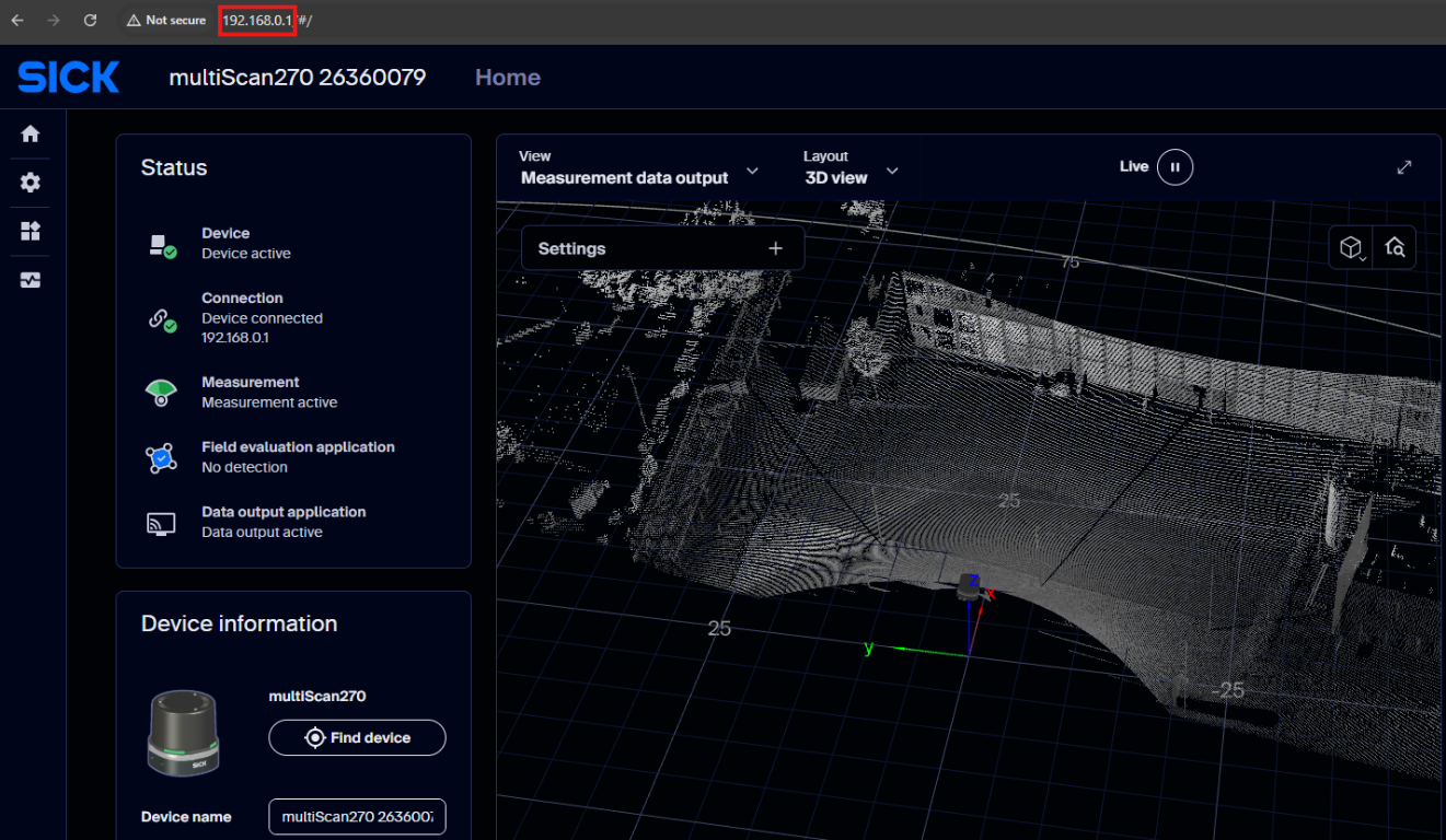 SOPASair Home page opened at 192.168.0.1
