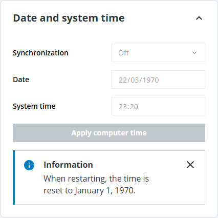 multiScan165 date and system time