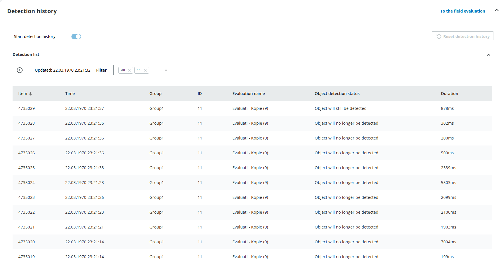 multiScan165 detection history