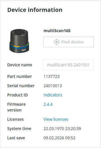 multiScan165 device information