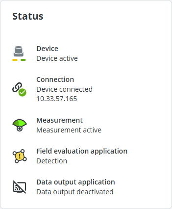 multiScan165 device and application status