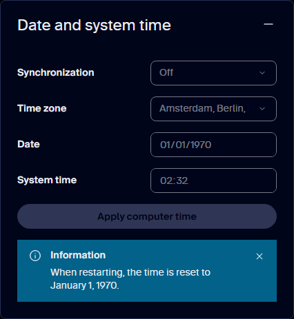 Date and system time tile