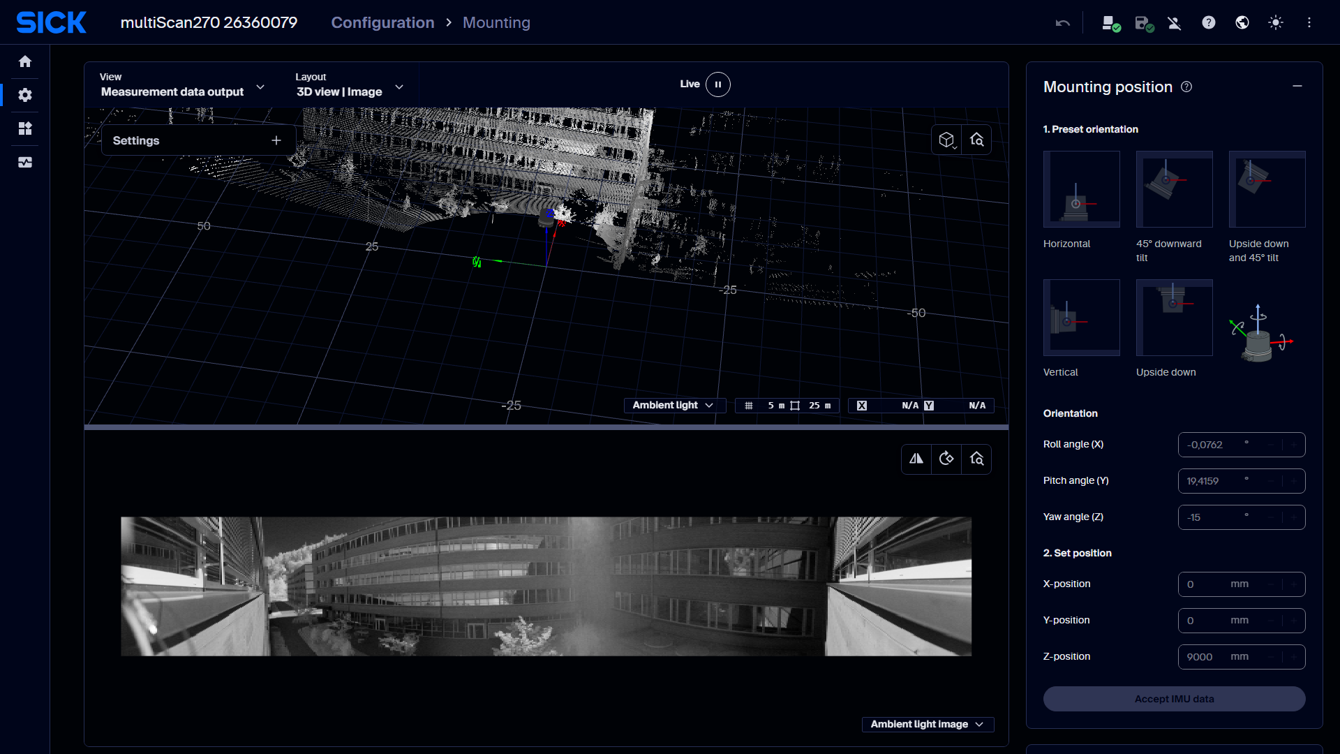 Mounting settings / IMU