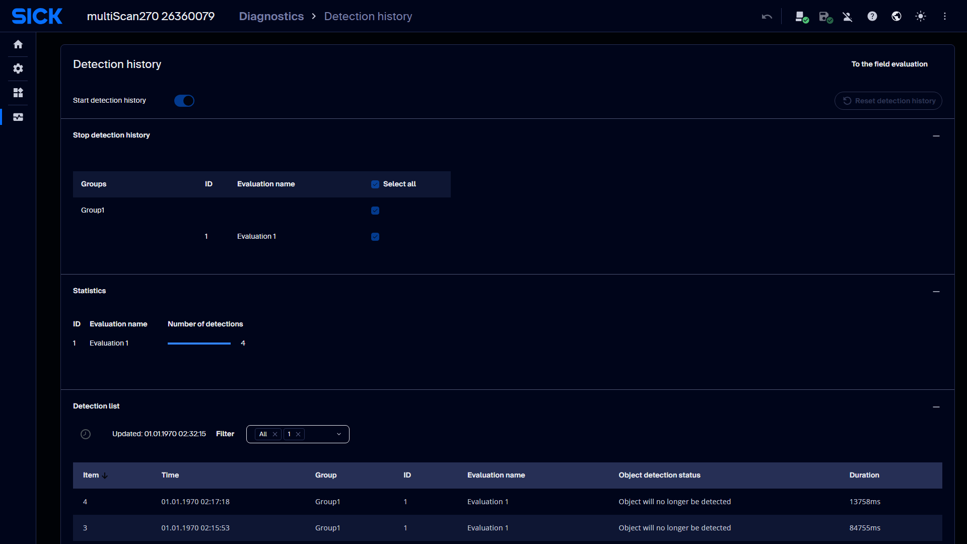 Detection history