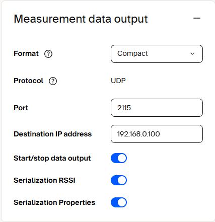 Compact measurement data output