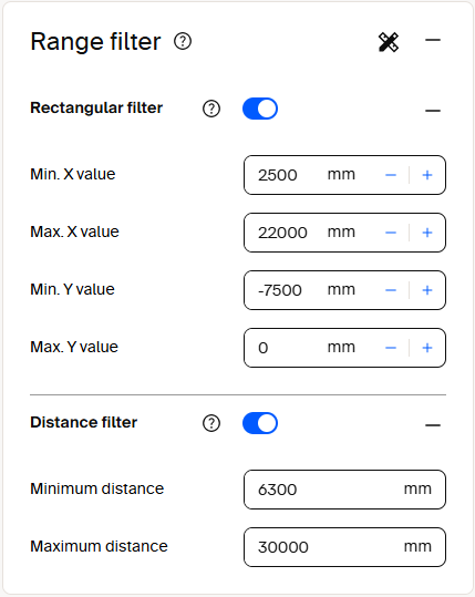 Range filter settings