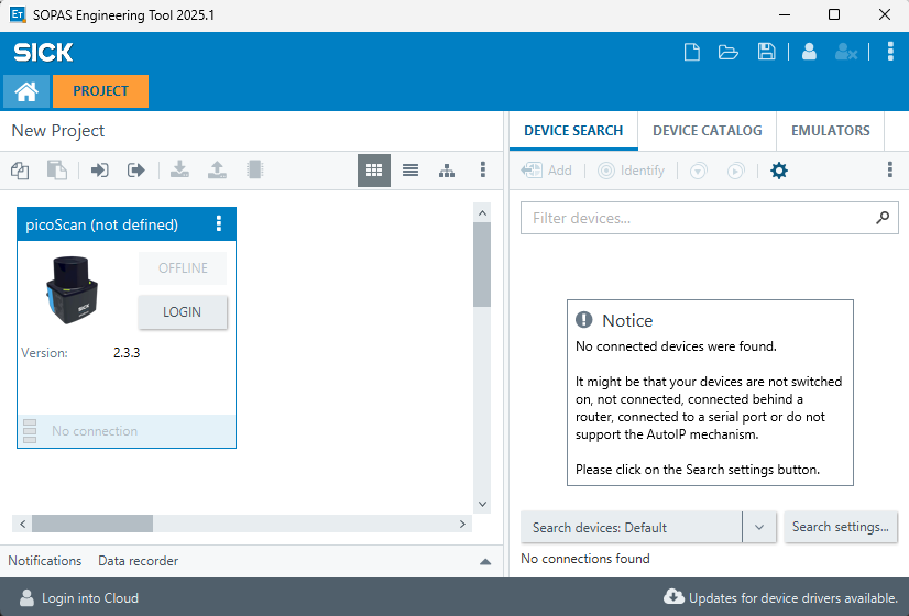 SOPAS Engineering Tool user interface